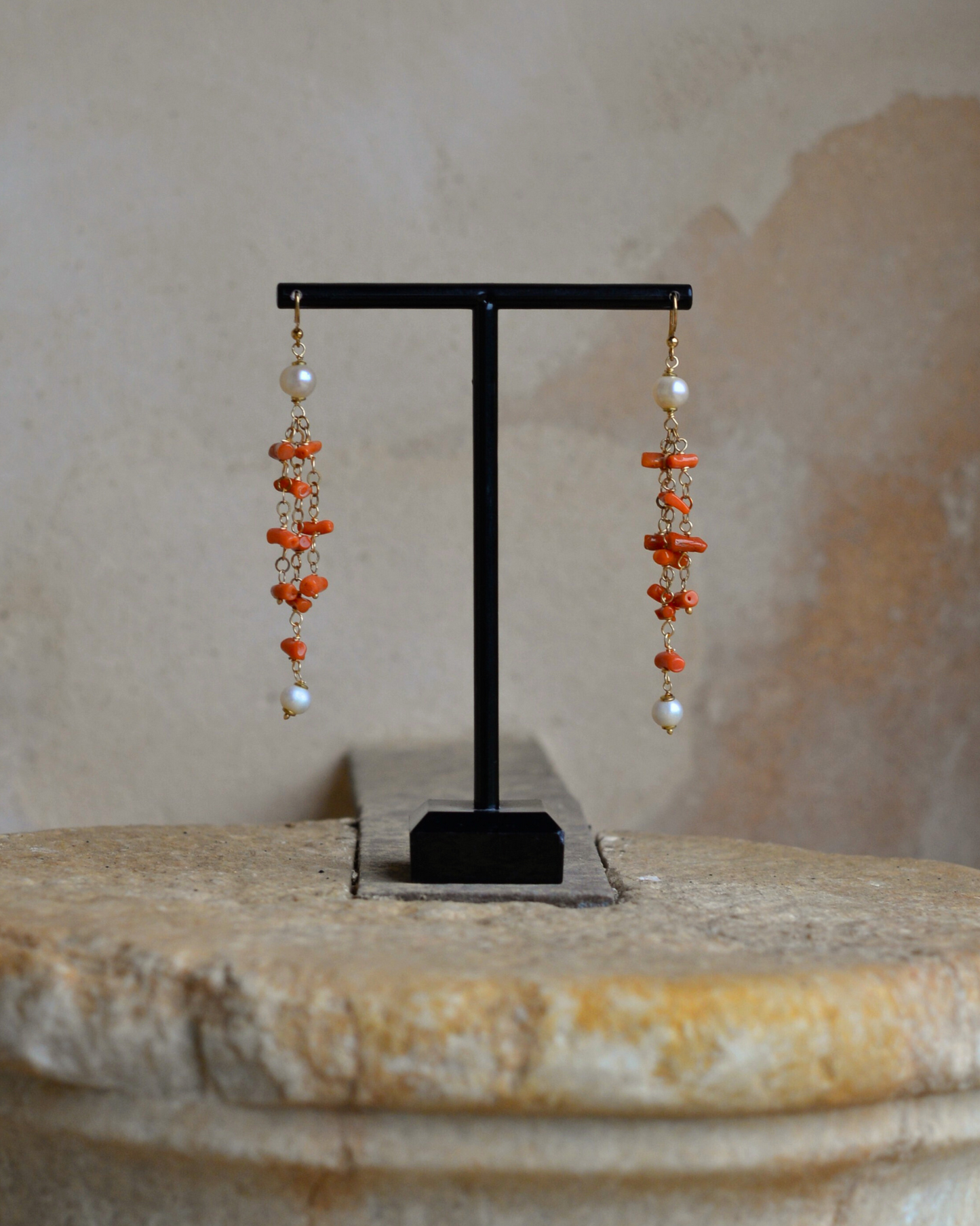 PENDIENTES TRIPLE CORAL