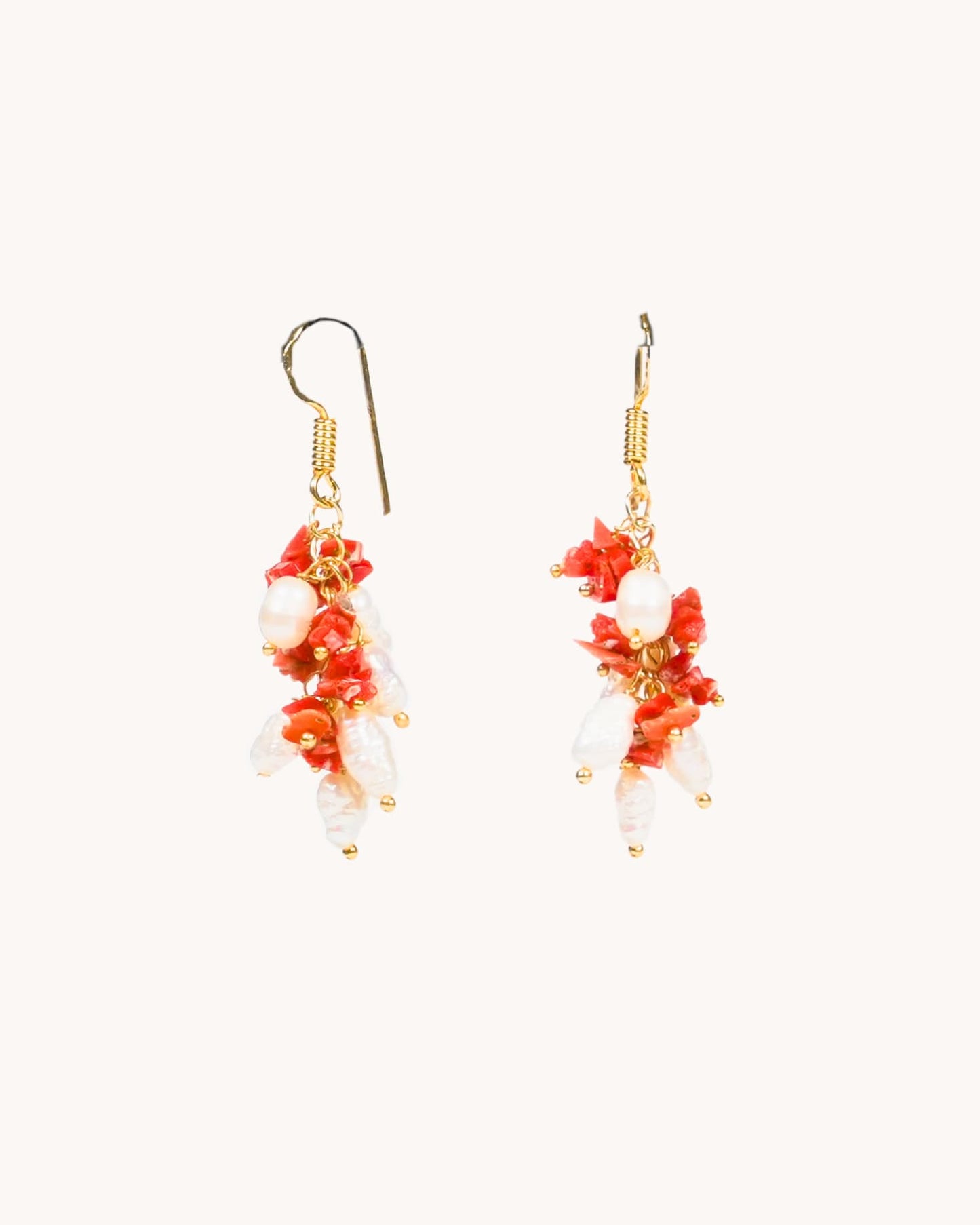 PENDIENTES RACIMO CORAL Y PERLA