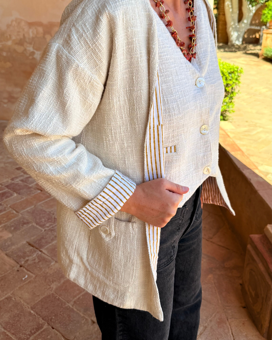 CHAQUETA BIKANER MIL RAYAS OCRE