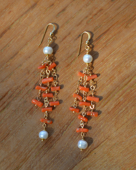 PENDIENTES TRIPLE CORAL