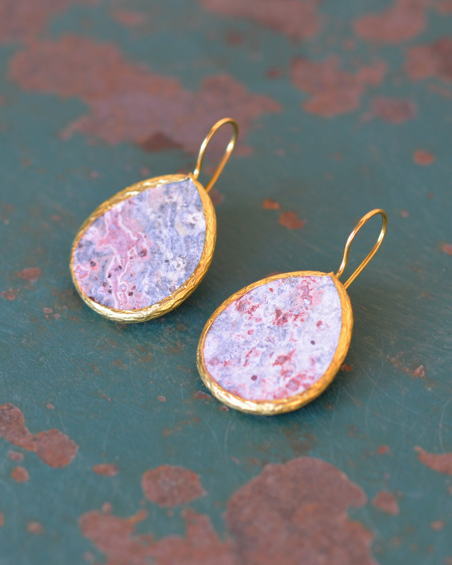 PENDIENTES JASPE ROSA