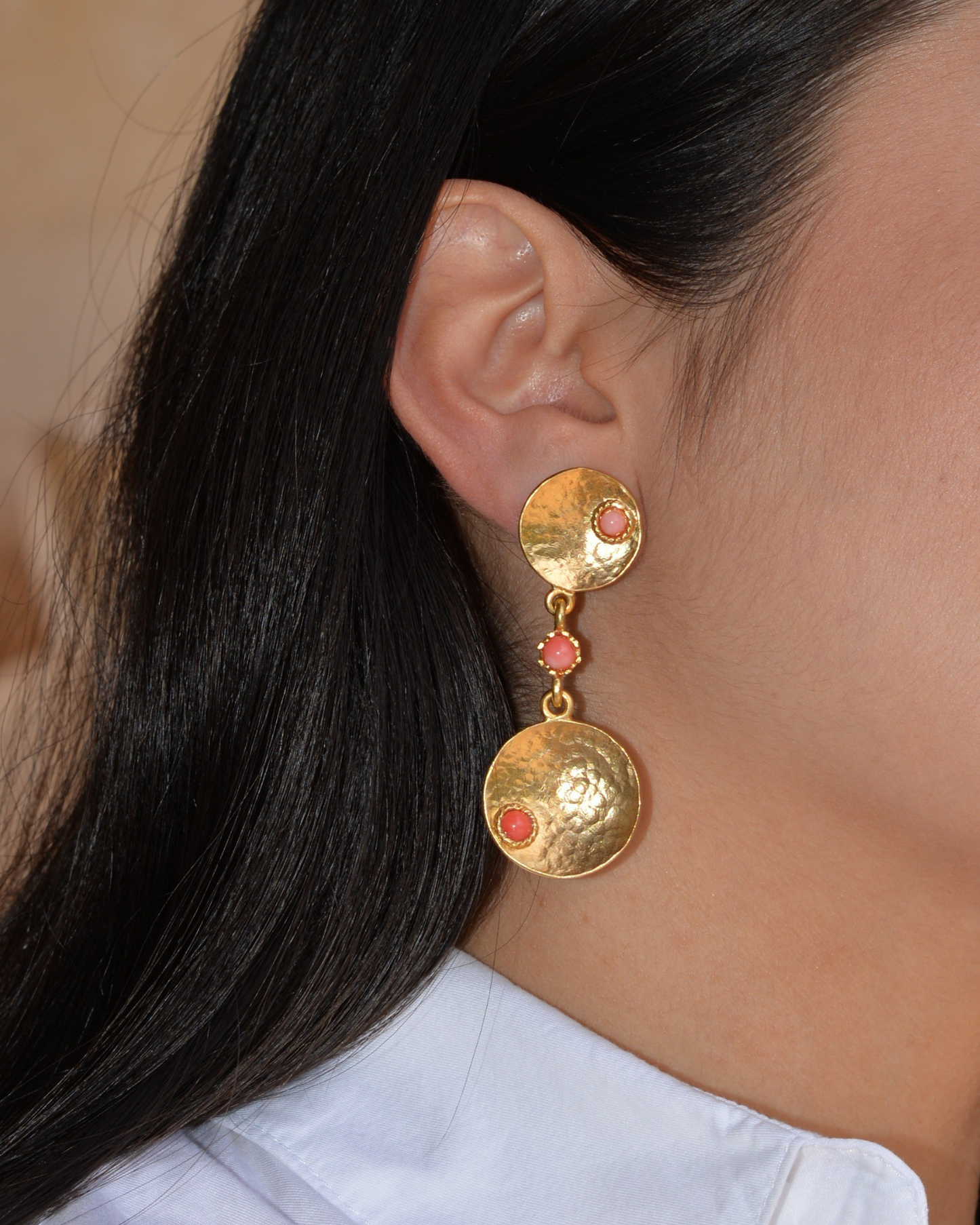 CORAL COIN EARRINGS 