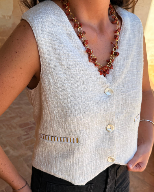 BAORI VEST WITH THOUSAND GREY STRIPES