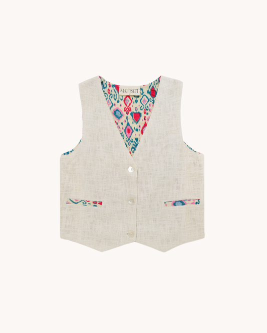 BAORI VEST WITH THOUSAND GREY STRIPES