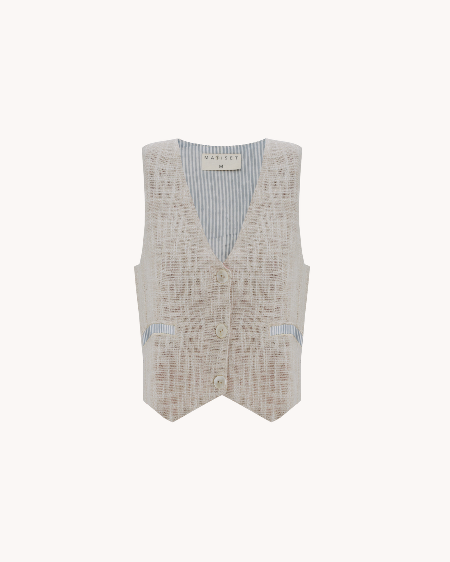 BAORI VEST WITH THOUSAND GREY STRIPES