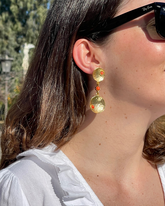 CORAL COIN EARRINGS 